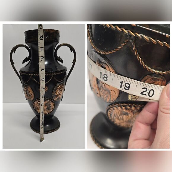Vintage Large Metal Greek Vase In Antique Style - Picture 8 of 9